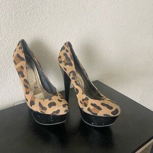Anne Michelle Tan and Black Animal Print Heels
